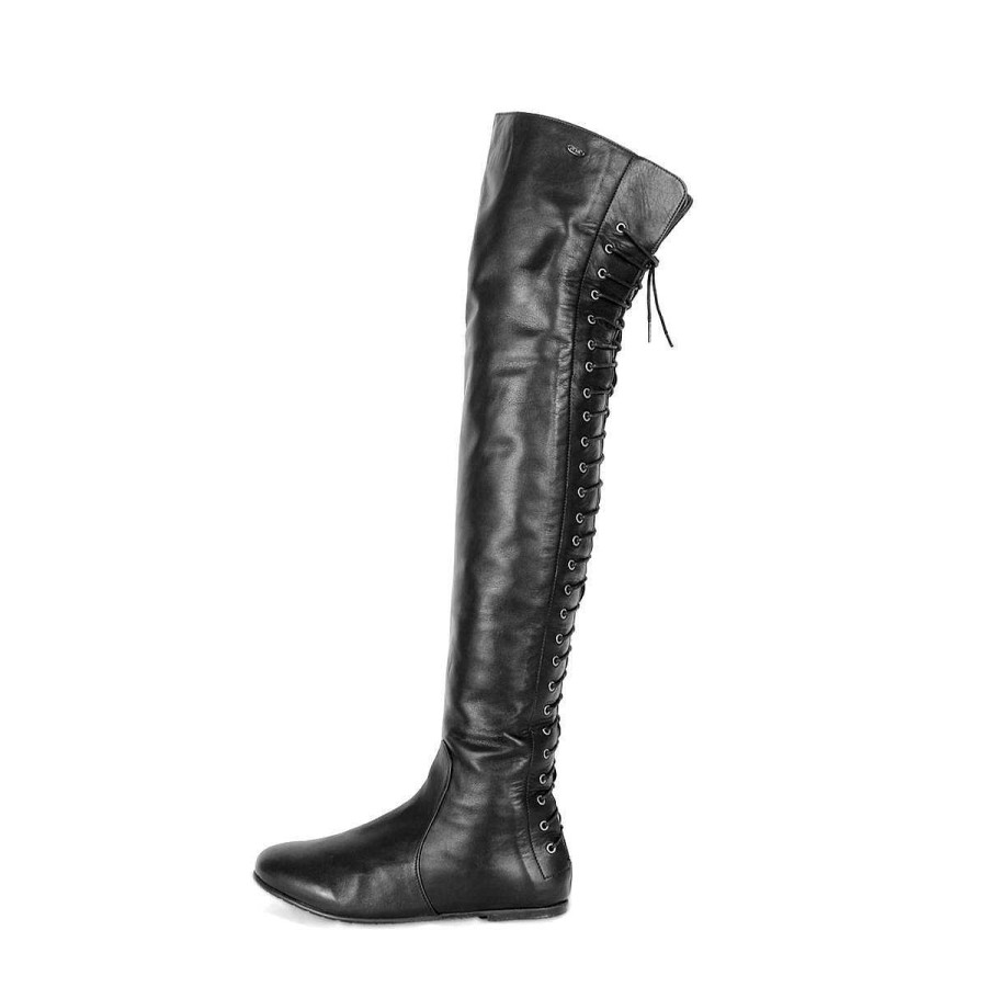 Fernando Berlin Everyday Darlings | Super Flat Over-The-Knee Boots With Lacing Standard Size