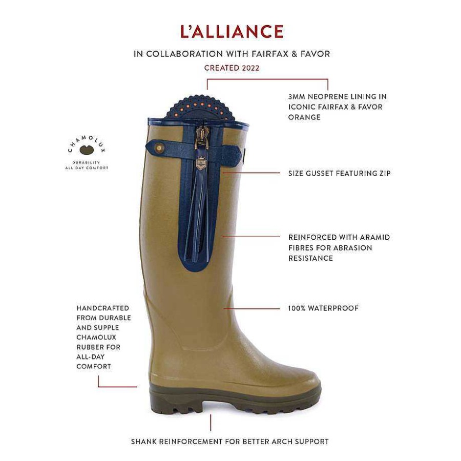 Le Chameau Tall Wellington Boots | Women'S L'Alliance Neoprene Lined Boot - Standard Calf